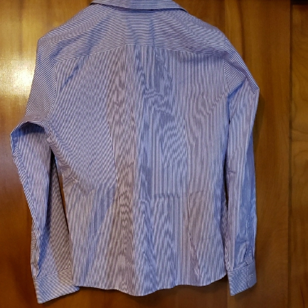 Lands' End Ladies Purple and White Striped Dress Shirt